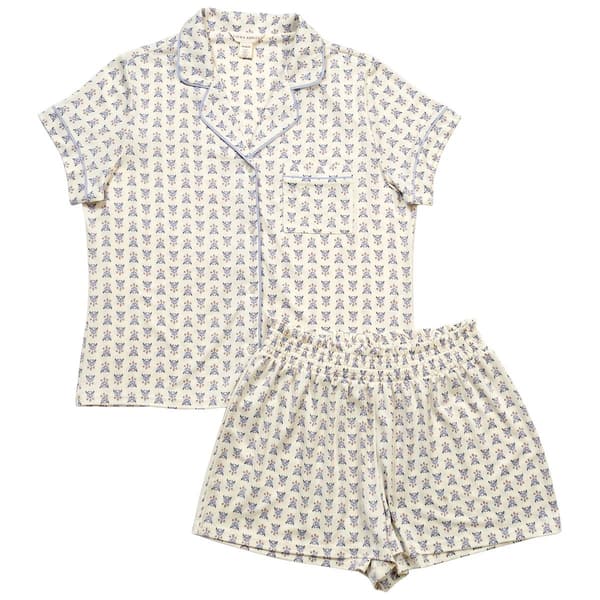 Womens Laura Ashley Short Sleeve Daisy Stamp Boxy Shorty Pajama