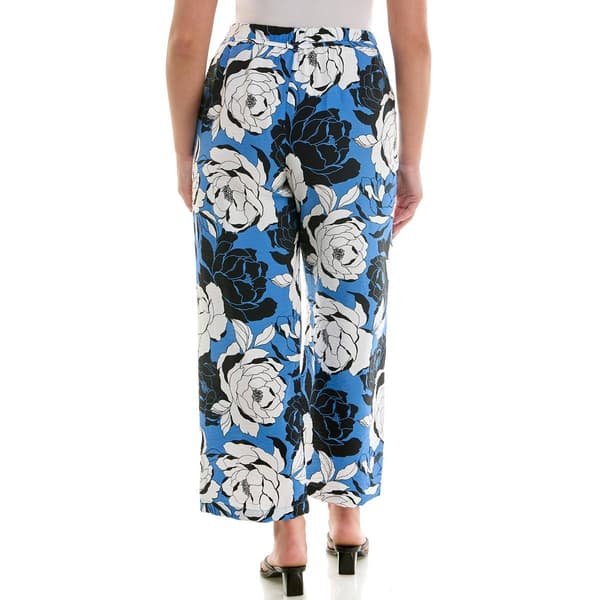 Womens Zac & Rachel Cornflower Blue Floral Pull On Wide Leg Pants