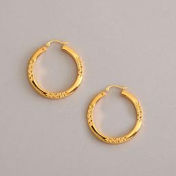 14kt. Gold Diamond Cut Hoops w/Nana Diamond Resin