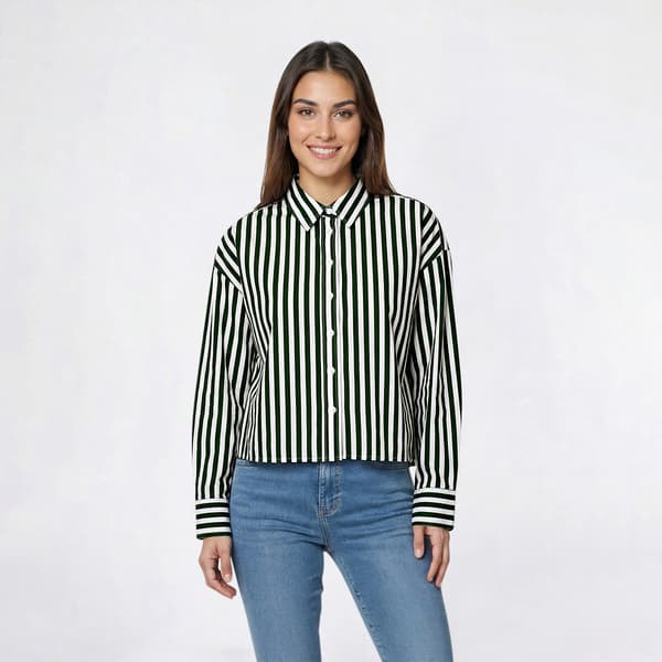 Womens Zac & Rachel Long Sleeve Stripe Casual Button Down - image 