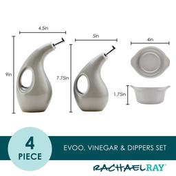 Rachael Ray 4pc. Ceramics EVOO/Ramekin Dipper Set - Grey