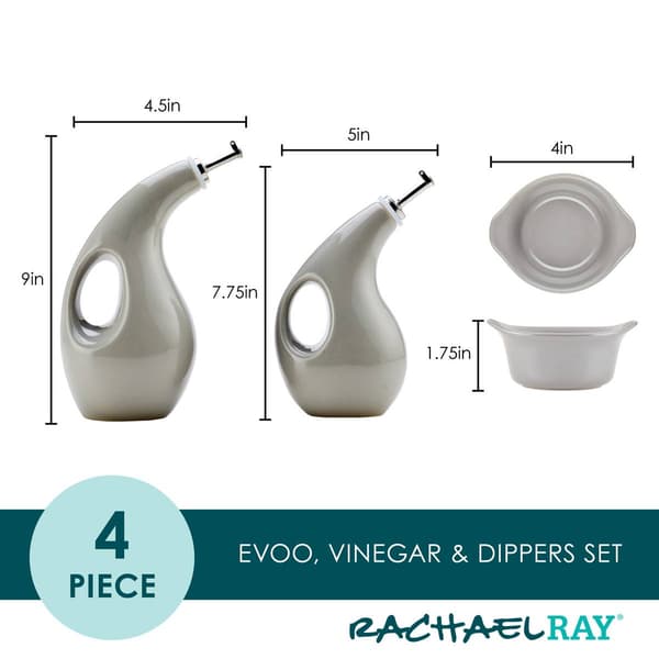 Rachael Ray 4pc. Ceramics EVOO/Ramekin Dipper Set - Grey