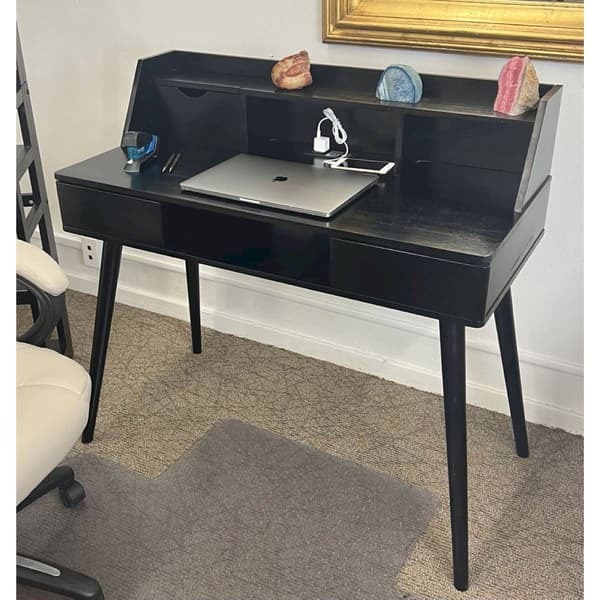 Casual Contemporary Living Solid Acacia Desk w/ Charging Station