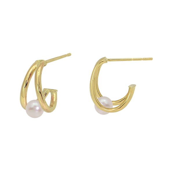 Candela 14kt. Yellow Gold Freshwater Pearl Hoop Earrings - image 