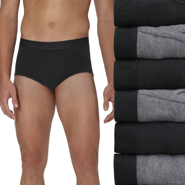 Mens Hanes Ultimate(R) Core 6pk. Briefs - Black/Grey
