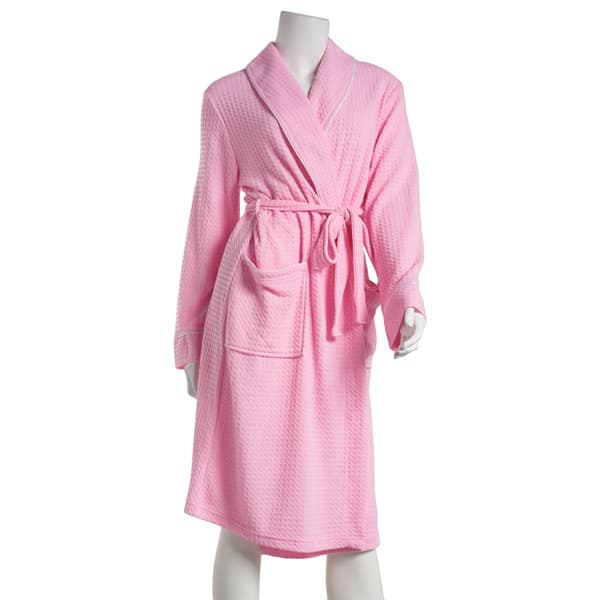 Womens Jasmine Rose Long Sleeve 42in. Houndstooth Robe w/Headband - image 