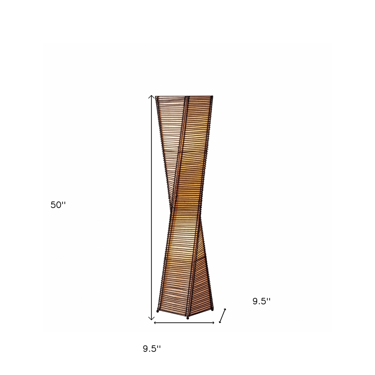 HomeRoots 50in. Black & Tan Twisted Cylinder Floor Lamp