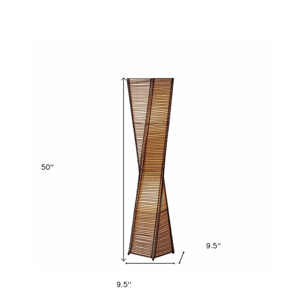 HomeRoots 50in. Black & Tan Twisted Cylinder Floor Lamp