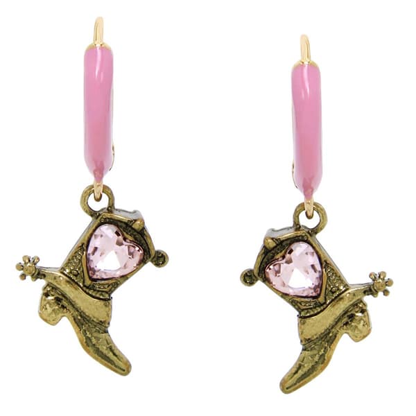 Betsey Johnson Cowboy Boot Huggie Hoop Earrings - image 
