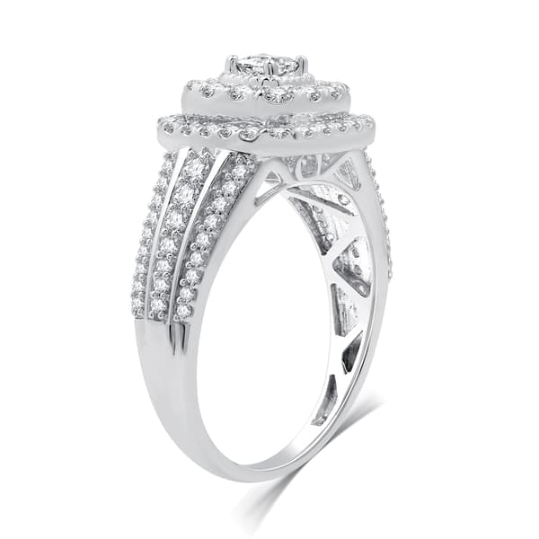 Nova Star&#174; Lab Grown Diamond Double Cushion Halo Bridal Set