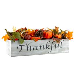 Northlight Seasonal 21in. Autumn "Thankful" Rustic Wooden Box