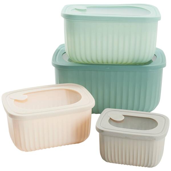 4pc. Rectangle Bowl Set with Lids - Dusty Green - image 