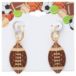 Gold-Tone Football Charm Drop Earrings