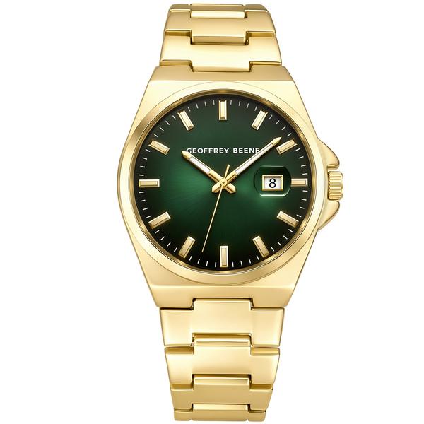 Mens Geoffrey Beene(R) Gold-Tone Green Dial Watch - GB8225GD - image 