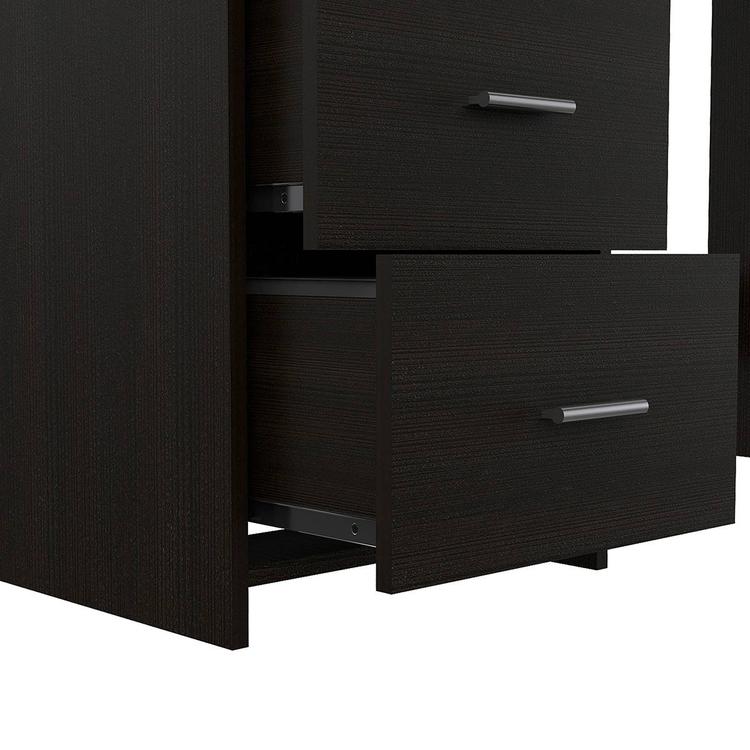 FM FURNITURE Berlin Black Wengue Three Drawers Desk