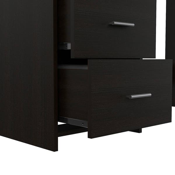 FM FURNITURE Berlin Black Wengue Three Drawers Desk