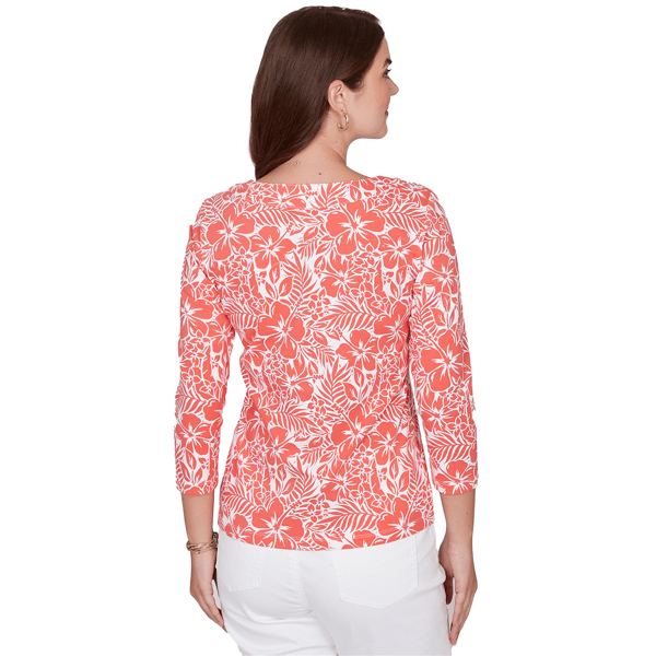 Petite Hearts of Palm Printed Essentials Tropical Blouse