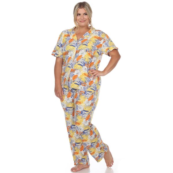 Plus Size White Mark Tropical Flower Pajama Set