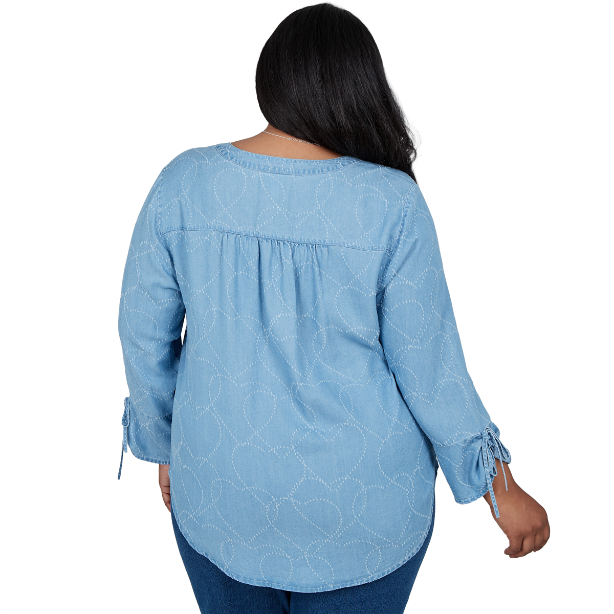 Plus Size Alfred Dunner Ann Arbor Embroidered Heart Henley Blouse