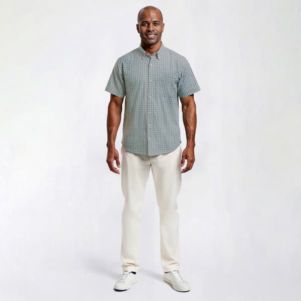 Mens North Hudson Plaid Tuckless Button Down Shirt - London Fog