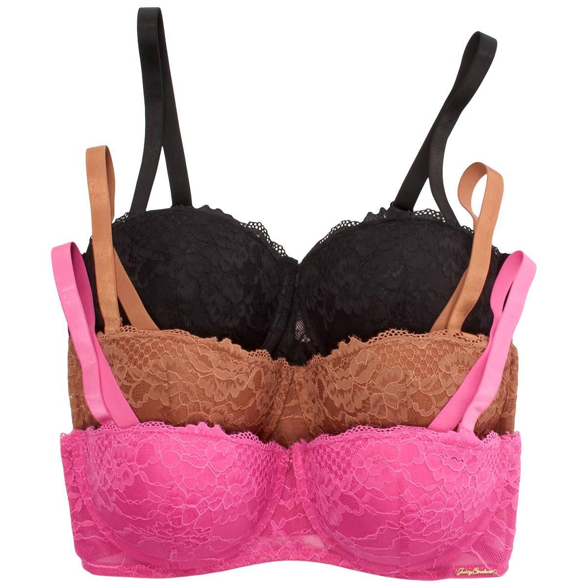 Open Video Modal for Womens Juicy Couture 3Pk Convertible Push Up Bra - JC5065-3PKM