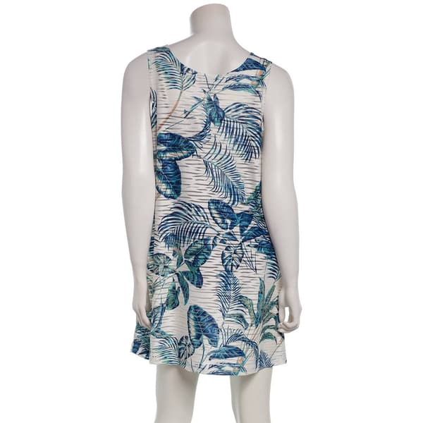 Womens J Valdi Botanical Leaf Ring Tank Dress Swim Cover Up