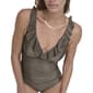 Womens DKNY Solid V Neck Ruffle Plunge One Piece Swimsuit - image 4