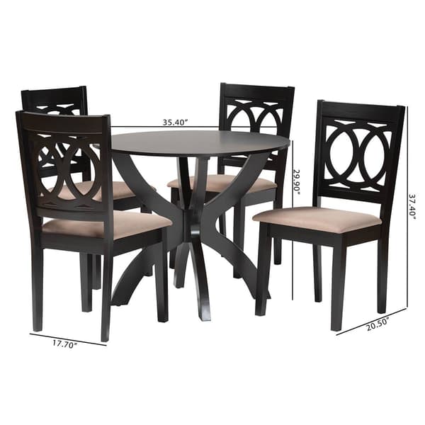 Baxton Studio Rita Modern Dark Brown Wood 5pc. Dining Set