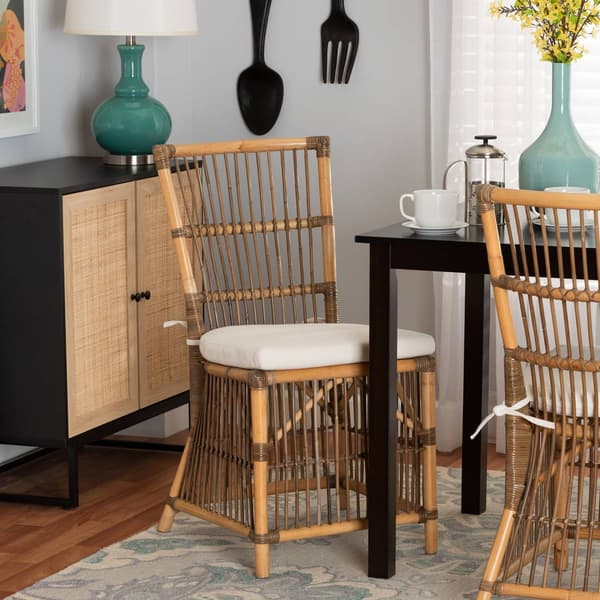 Baxton Studio Kim Bohemian Natural Brown Rattan Dining Chair