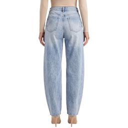 Womens Royalty Tie Waist Barrel Leg Jeans