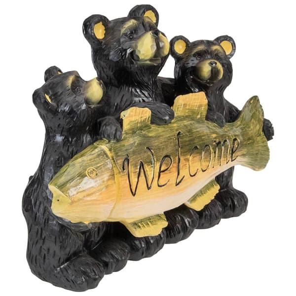 Northlight Seasonal 10in. Bear Family Welcome Sign Garden Statue