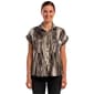 Womens Cocomo Short Sleeve Stripe Button Front Blouse - image 1