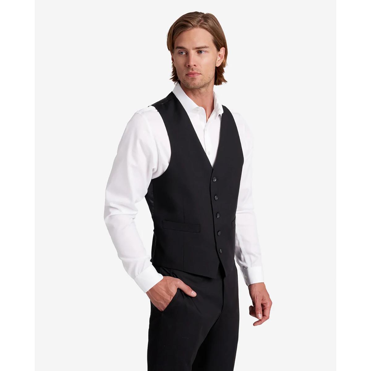 Mens Kenneth Cole Reaction® Solid Slim Fit Vest – Black