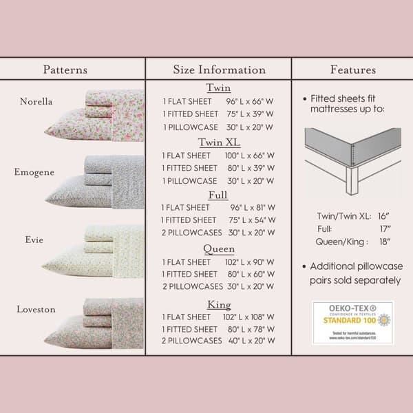 Laura Ashley Loveston 100% Cotton Floral Sheet Set