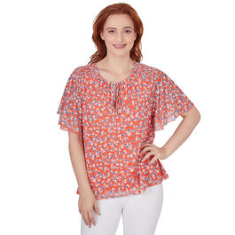 Petites Skye''s The Limit Coral Gables Short Tiered Sleeve Top