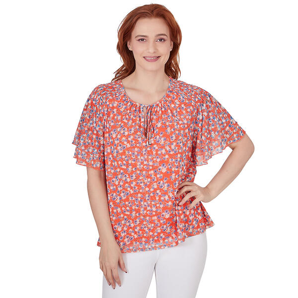 Petites Skye''s The Limit Coral Gables Short Tiered Sleeve Top - image 