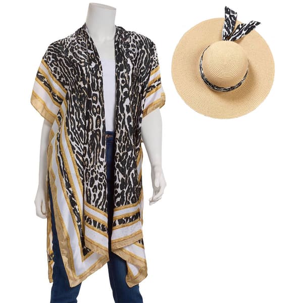 Womens Adrienne Vittadini T2pc. Kimono & Hat Set - Ivory - image 