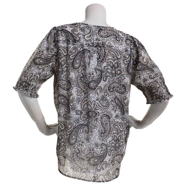 Womens Preswick & Moore&#174; Elbow Sleeve Paisley Blouse
