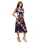 Womens 24/7 Comfort Apparel Navy Floral Pleated Flare Midi Dress - image 3