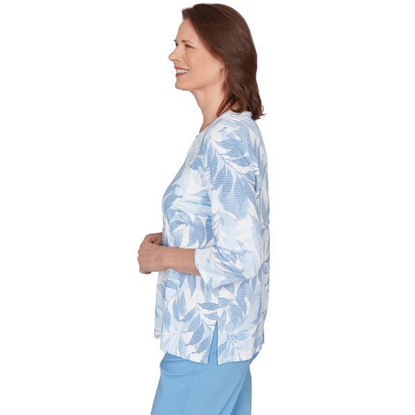 Womens Alfred Dunner St. Augustine Monotone Leaf Print Split Nec