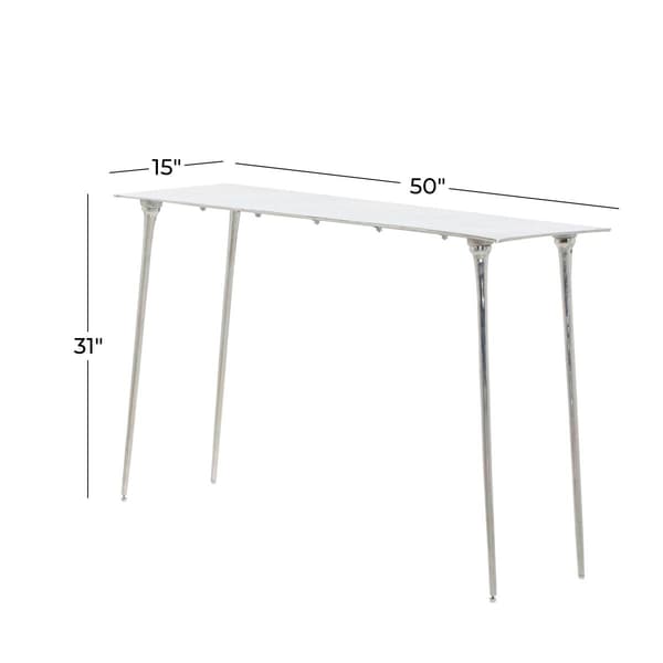 9th & Pike&#174; Silver Aluminum Glam Console Table