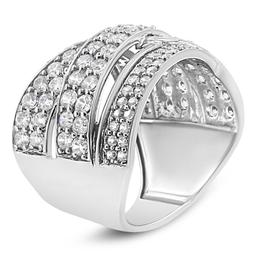 Haus of Brilliance Sterling Silver 2ctw. Diamond Bypass Ring