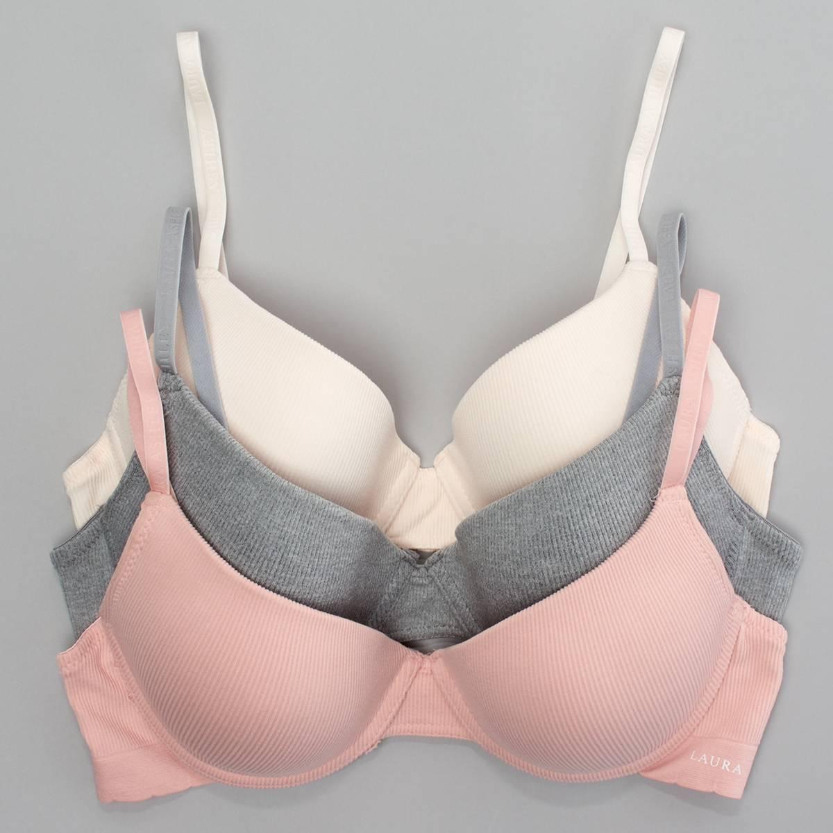 Open Video Modal for Womens Laura Ashley(R) 3pk. Seamless Molded Bra - LS6605-3PKD