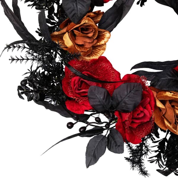 Northlight Seasonal 22in. Unlit Red & Gold Rose Halloween Wreath