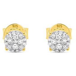Nova Star® Gold Plated Lab Grown Diamond Cluster Stud Earrings