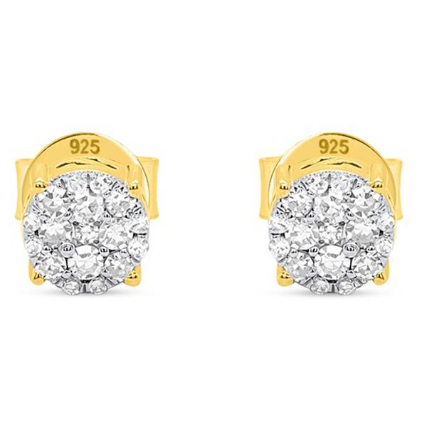 Nova Star® Gold Plated Lab Grown Diamond Cluster Stud Earrings