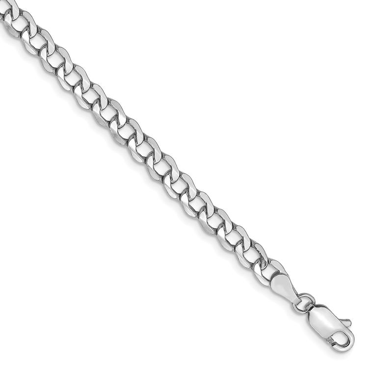 Mens Gold Classics(tm) 4.3mm. White Gold Semi Solid Curb Bracelet