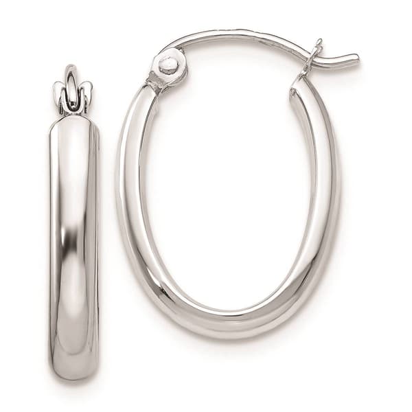 Gold Classics(tm) 14kt. White Gold 10x2.75mm Hoop Earrings - image 