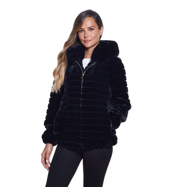 Womens Gallery Full Zip Faux Fur Coat