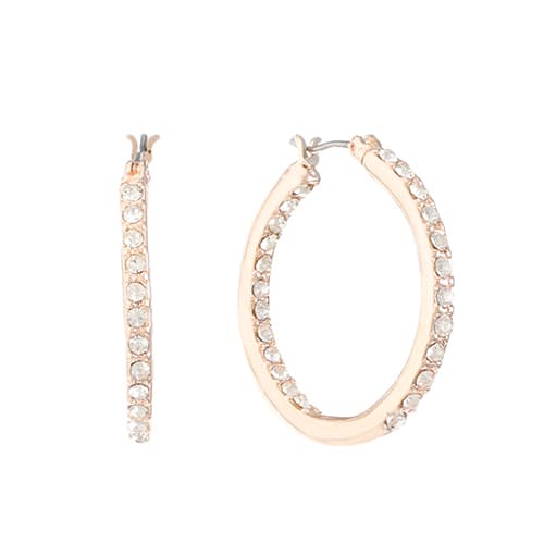 Gloria Vanderbilt Rose Gold-Tone & Crystal Hoop Earrings - image 